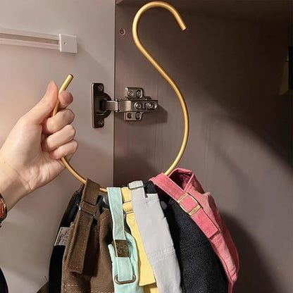 6Pcs Scarf Ring Hangers Gold, Belt Ring Hook Tie Rack Holders Closet Hanger Organizer Multi-Purpose S-Shaped Circle Storage Hook for Ties Scarves Baseball Cap Wardrobe Accessory Storage