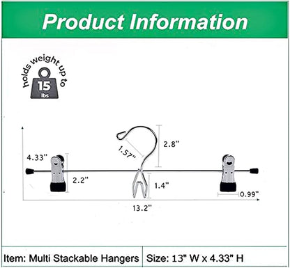 Amber Home 26 Pack Heavy Duty Metal Pants Skirt Hangers, Space Saving with Adjustable Clips for Jeans, Slacks