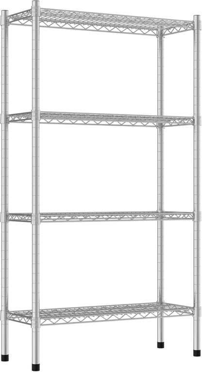 Commercial NSF Listed Chrome Stationary Wire Shelving Kit 12" x 30" x 54", with 4 Shelves Perfect for Warehouse, Walk-in Refrigerator, Freezer, Grocery Store, Restaurant, Dishroom