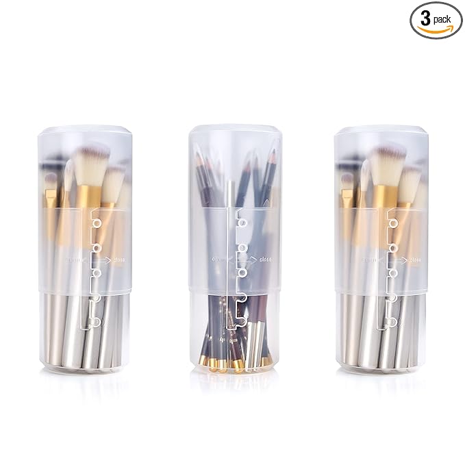 OCHEAL Makeup Brush Holders, 3 Pack of Makeup Brush Organizer Travel Case Retractable Plastic Travel Makeup Brushes Holder for Vanity Makeup Artist Brushes Storage Cup