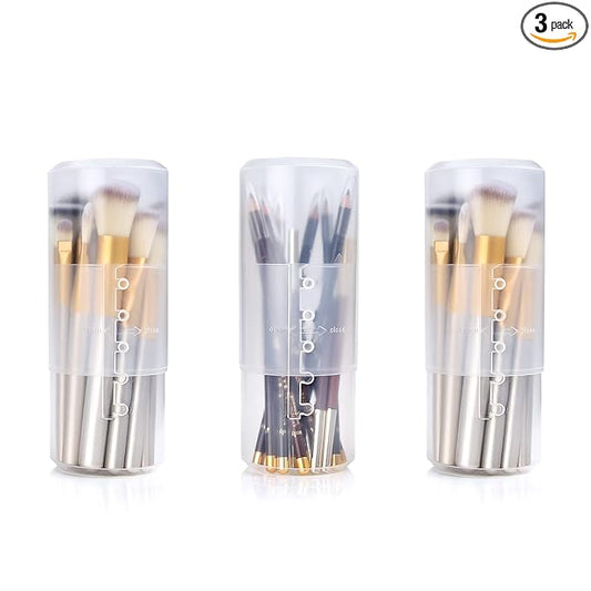 OCHEAL Makeup Brush Holders, 3 Pack of Makeup Brush Organizer Travel Case Retractable Plastic Travel Makeup Brushes Holder for Vanity Makeup Artist Brushes Storage Cup