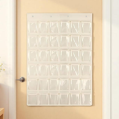 2-Piece Beige Door Storage: 36 Pockets, 37.4 X 26.4 In/95X67Cm, Water Bottle & Phone Organizer