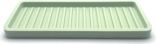 Silicone Sink and Surface Organizer Tray, Sponge Holder, Vanity Tray, Trivet, Heat Safe, Dishwasher Safe, for Bathroom and Kitchen Organization (Pistachio, 9"x3.5")