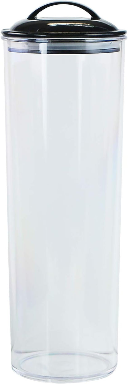 Reston Lloyd Tall Clear Spaghetti Pasta Storage Canister Container with Airtight Lid BPA Free for Kitchen Pantry Organization, Black