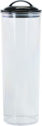 Reston Lloyd Tall Clear Spaghetti Pasta Storage Canister Container with Airtight Lid BPA Free for Kitchen Pantry Organization, Black