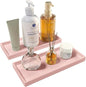 Bathroom Vanity Tray 2 Pack, 11.8 x 5 Inch Silicone Bathroom Counter Tray, Large Candle Trays for Dresser and Waterproof Organizer for Vanity, Kitchen, Toilet, Pink