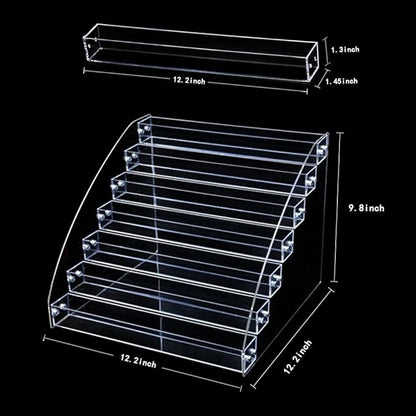 7 Tiers Essential Oils Nail Polish Rack Acrylic Lipstick Holder Display Stands Dropper Bottle Organizers Wide Tall Dresser Balls Commodity Goods Shelf for Store Shop Countertop Checkout Counter Case