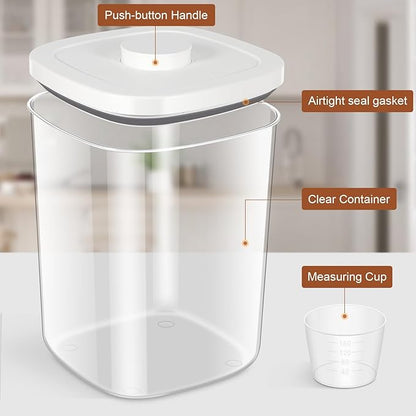 TBMAXS Airtight Rice Container 20 Lbs, Clear PET Plastic Food Storage Container Bin For Flour Sugar, Dry Food Holder with Easy Locking Lid for Kitchen Pantry Organization and Storage