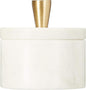 Queenza White Marble Salt Cellar with Lid and Brass Knob, 3 Inch Salt Box