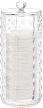 Luxspire Acrylic Makeup Cotton Round Holder, Clear Diamond Pattern Cotton Pads Organizer Container Display Stand Cosmetic Makeup Storage Box with Lid - Clear