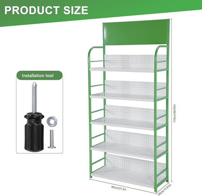 5 Tier Supermarket Large Sample Display Shelf with Signboard Metal Retail Candy Display Rack for Kitchen Office and Convenience Store