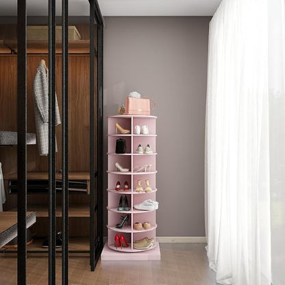 Rotating Shoe Rack Tower, 6-Tier Spinning Shoe Rack, Free Standing 360° Revolving Shoe Organizer Rotating Vertical Shoe Rack Can Hold 24 Pairs of Shoes for Entryway Living Room Hallway