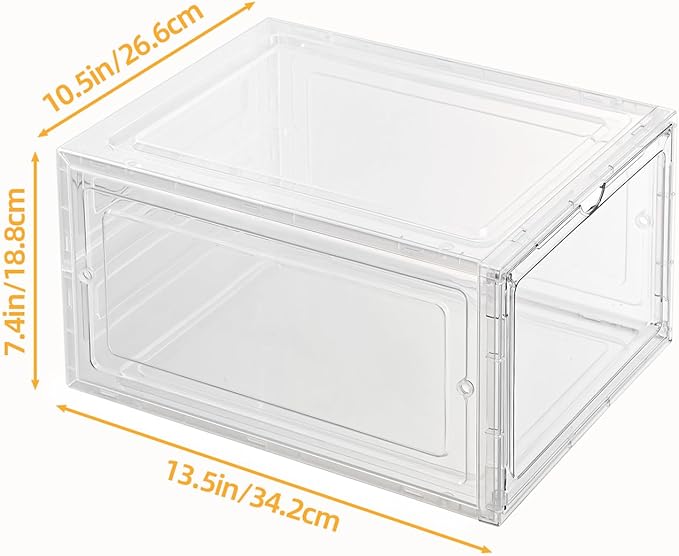 Hat Organizer Box,Stackable Clear Baseball Caps Holder Box Containers with Magnetic Door for Hats Snapback Cap Storage,Clear Hat Storage with Magnetic Door, Holds 20 Hats(clear, 2 pack)