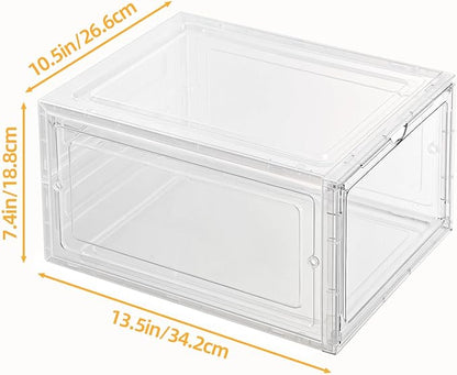 Hat Organizer Box,Stackable Clear Baseball Caps Holder Box Containers with Magnetic Door for Hats Snapback Cap Storage,Clear Hat Storage with Magnetic Door, Holds 20 Hats(clear, 2 pack)