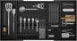 Bamboo Silverware Drawer Organizer, 17.72-29.53 Inch Expandable Large Kitchen Drawer Organizer, 5-8 Slot Flatware with Removable Card Slots & Knife Block for Spoon Butter Knive, Black