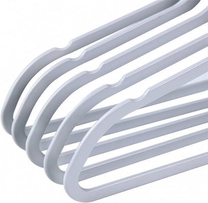 Quality Hangers 20 Pack Plastic Hangers for Clothes - Slim Non-Velvet Hangers with 360° Swivel Chrome Hook & Non Slip Notches - Ideal for Dresses Coats Shirts Jackets & More - Gray