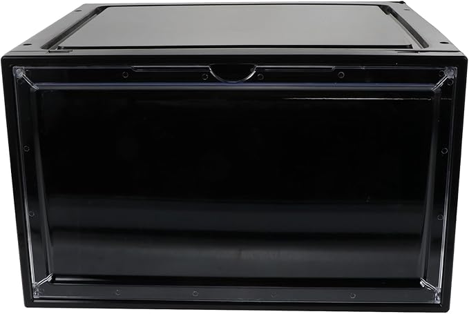 ARTIBETTER Basketball Shoes Storage Box with Side Magnetic Opening, Dustproof and Moisture-resistant Shoe Organizer Container, Black Sneaker Storage Case for Home Closet