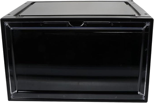 ARTIBETTER Basketball Shoes Storage Box with Side Magnetic Opening, Dustproof and Moisture-resistant Shoe Organizer Container, Black Sneaker Storage Case for Home Closet