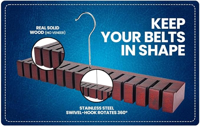 Belt Organizer & Hanger - Belt Rack & Storage - Holder for Closet - Gifts for Dad