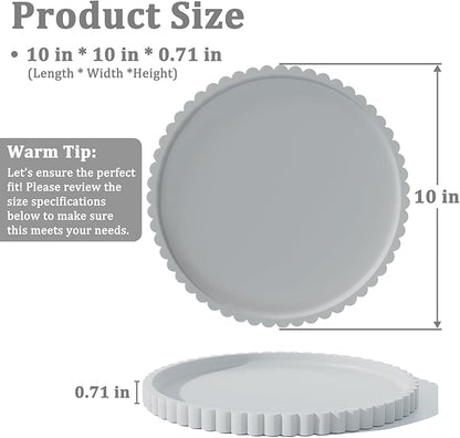HighHerz Silicone Bathroom Countertop and Vanity Tray-10 Inch Round Silicone Bathroom Tray, Modern Bathroom Decor, Coffee Table Decor, Decorative Tray for Candle, Perfume, Plants (Grey)
