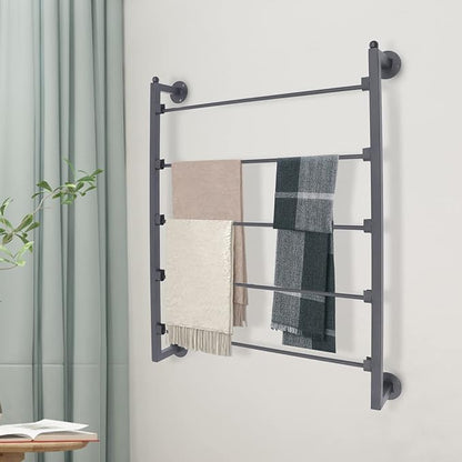 Wall Mounted Scarf Rack, 5-Tier Metal Scarves Towels Rack Wall Display Silk Ribbon Storage Organizer Black Hijab Hanger for Flower Shop Retail Store (Black)