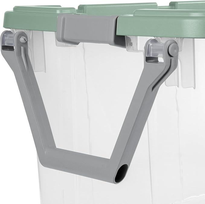 Extra Large Storage Bin, 40 Gallon Wheeled Plastic Storage Container with Handle,Pack of 2 (Clear/Green)