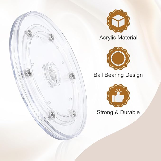 uxcell 3Pack Acrylic Lazy Susan Turntable, 6" Spinner Lazy Susan Turntable Organizer, Acrylic Ball Bearing Rotating Tray for Pantry Spice Rack Decorating, Clear