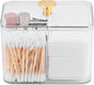 Kakalote Qtip Holder Dispenser for Cotton Ball, Cotton Swab, Clear Swab Holder, Qtip Dispenser, Vanity Makeup Organizer, Floss Container(Transparent)