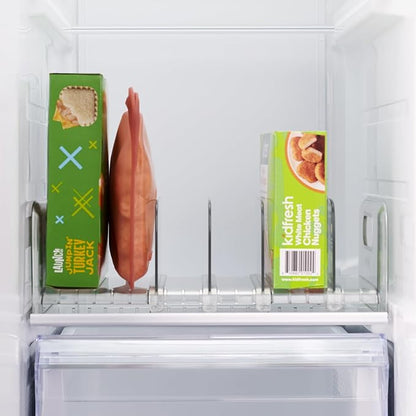 YouCopia FreezeUp Freezer Rack 12" BPA-Free Fridge Organizer with Adjustable Dividers and Handles for Frozen Food Box and Meal Storage, Clear