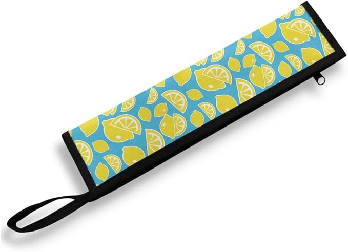 COEQINE Lemon Travel Silverware Holder Case Reusable Portable Travel Tableware Lightweight Portable Lemon Flatware Organzier Bag With Zipper Portable Reusable