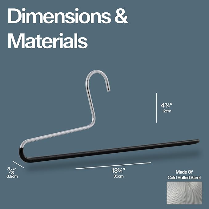Mawa by Reston Lloyd Trouser Series Non-Slip Space-Saving Clothes Hanger with Single Rod for Pants, Style KH/1, Set of 4, White