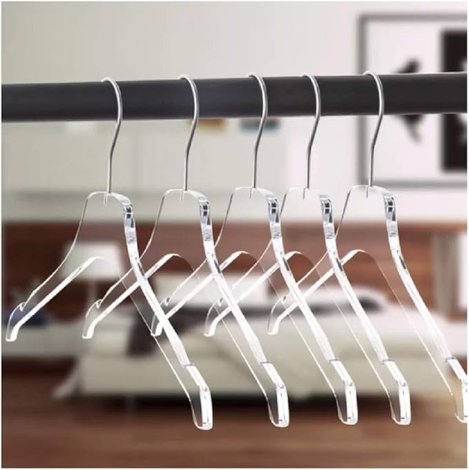 Quality Acrylic Clear Hangers, Made of Clear Acrylic for a Luxurious Look and Feel with Swivel Hook (Clear - Shirt, 5)