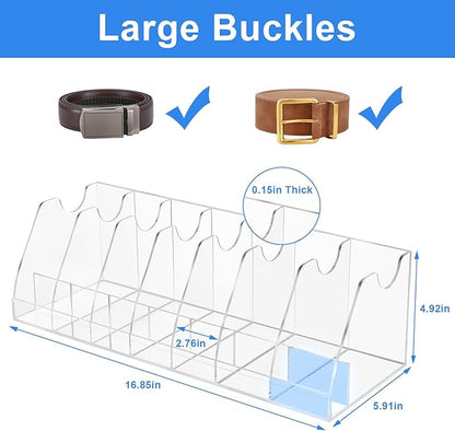 XZQTIVE Belt Organizer, Acrylic Belt Storage Holder for Closet with 7 Compartments, Clear Display Case for Ties,Socks