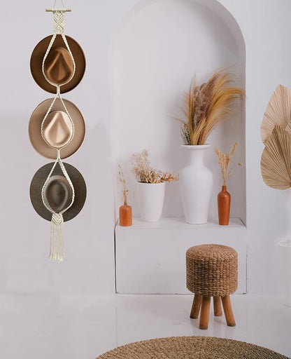 Hat Racks Hat Hangers for Wall, Bohemian Hat Organizer for Wall Hanging Hat Display, Hand Weaving Boho Hat Rack Decorative Cowboy Women Hat Holder for Wide Brim Bowler Fedoras Caps