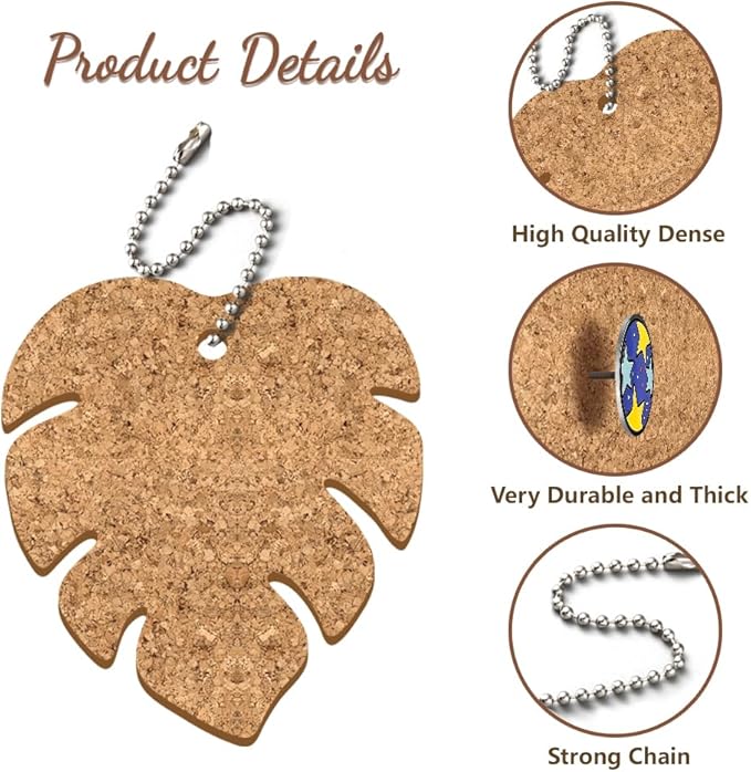 peacoblue 4Pcs Monstera Leaf Enamel Pin Holder Display Board Collection with Key Chain for Bag Backpack 4.3" x 4.7", Pins Display Frame Organizer Storage to Show Unique Style for Student Male Female