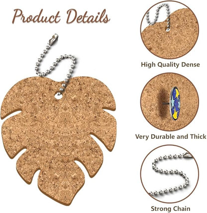 peacoblue 4Pcs Monstera Leaf Enamel Pin Holder Display Board Collection with Key Chain for Bag Backpack 4.3" x 4.7", Pins Display Frame Organizer Storage to Show Unique Style for Student Male Female