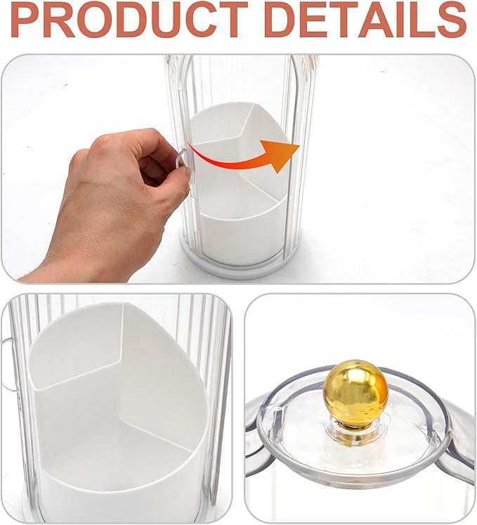MDEOOSKY Makeup Brush Holder, 360-Degree Rotating Makeup Brush Organizer, Transparent Dust-Proof Makeup Brush Holder, Suitable for Bathroom Countertops and Vanity Tables