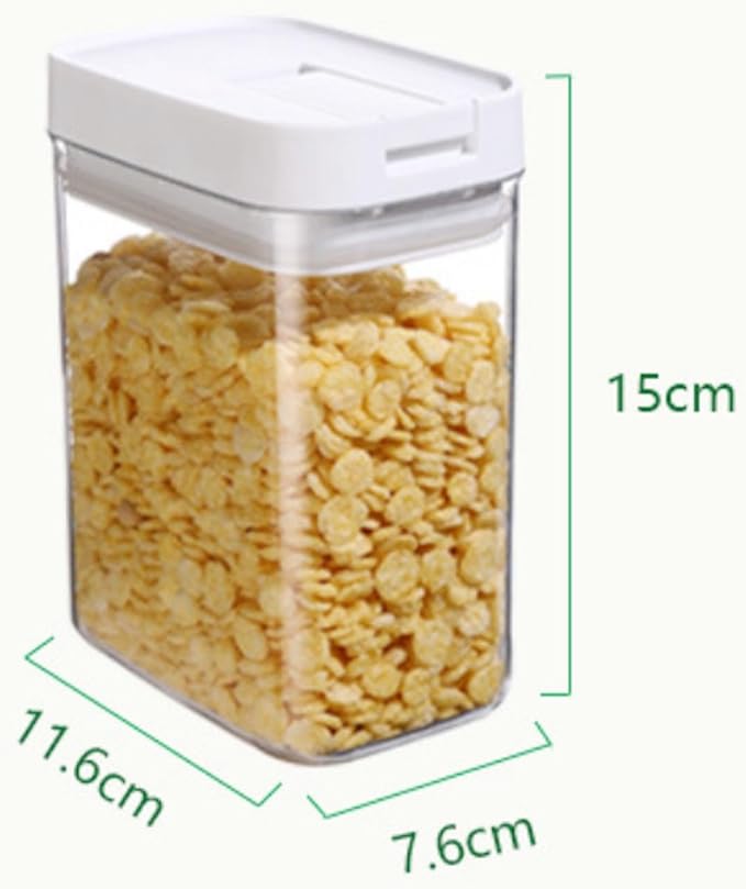 Airtight Cereal Storage Container, 27oz Transparent Food Storage Containers, Plastic Food Storage Canister Dispenser for Cereal Flour Spaghetti Rice Kitchen Organizing