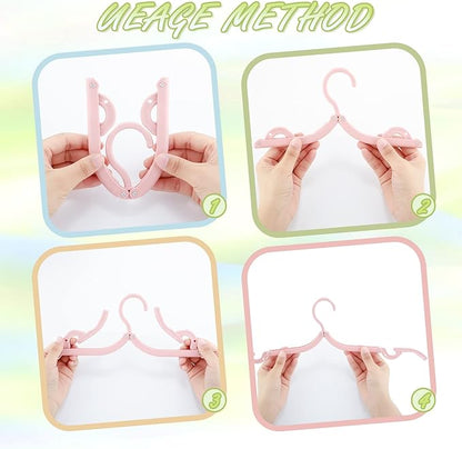 Maitys Folding Travel Hangers, 12 Pieces, Colorful, Plastic, Anti-Slip, Portable, Lightweight, Easy to Carry