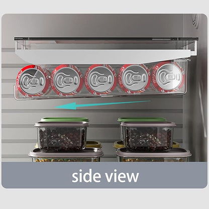 Fridge Drawer Can Organizer, Rolling Soda Can Organizer for Refrigerator, Can Dispenser for Refrigerator Soda Dispenser for Fridge Plastic Dispenser Bin Suitable for Cans(Clear)