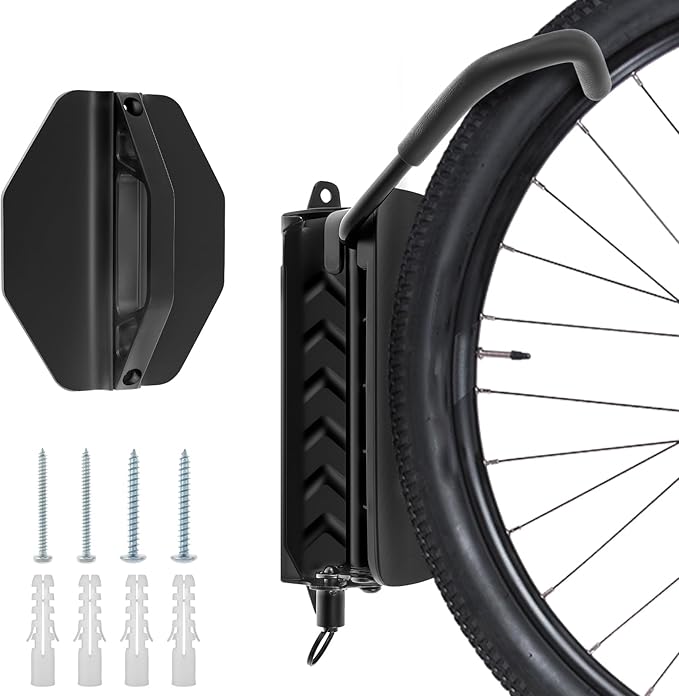 Bicycle Wall Mount, Bike Rack Garage 30 kg Load Capacity Swivel Bike Stand Anti Rust Coating for Garage Basement Balcony Corridor