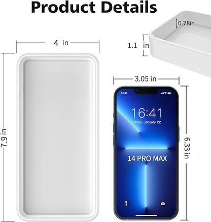 Gurygo 8" - Small Rectangular Vanity Tray for Bathroom - Ceramic Kitchen Soap Tray - Countertop and Vanity Tray - Comestic Holder Bathtub Organizer - Bathroom Tray, (White, Set/1)