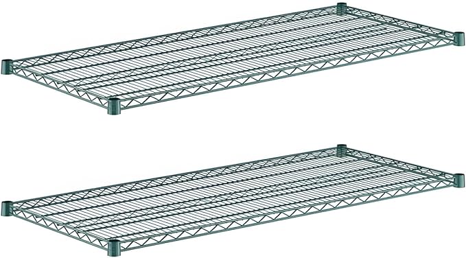 (2-Pack) 24" x 54", Green Epoxy Additional Heavy Duty Wire Shelving, Wire Shelf for Shelving Units, NSF Replacement Shelves for Rack