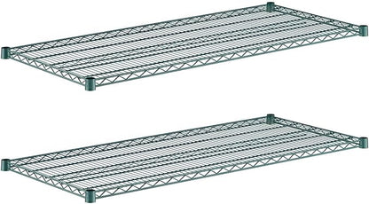 (2-Pack) 24" x 54", Green Epoxy Additional Heavy Duty Wire Shelving, Wire Shelf for Shelving Units, NSF Replacement Shelves for Rack