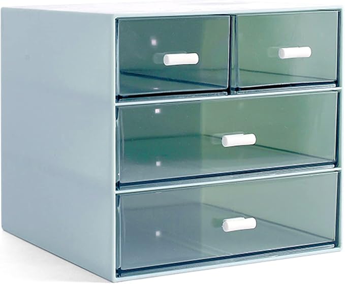 Marknor Makeup Organizer, Desk Organizer with 4 Drawers, Sundries Storage，Vanity Cosmetic Storage Box, Bathroom Counter or Dresser, Blue (QBH-4CT-2)