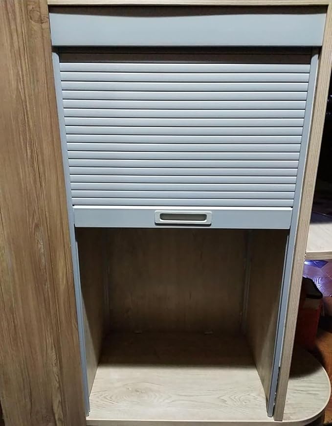 Retractable Tambour Door Storage Bins - Flexible PVC Sliding Door Kits for Cabinets, Easy Install, 60x80cm, Decorative Appliance Organizer