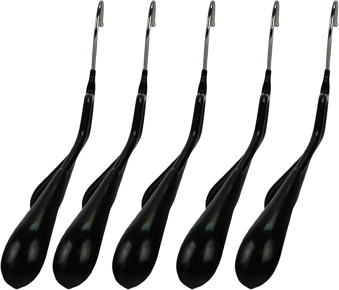Mawa by Reston Lloyd BodyForm Series Non-Slip Space Savings Clothes Hanger with Pants Bar, 16-1/2", Style 42/LS, Set of 2, Black