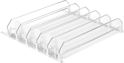 uxcell 5pcs Drink Organizer for Refrigerator, Self-Pushing Soda Can Organizer Width Adjustable Drink Dispenser Beverage Pusher for Fridge Pantry, White