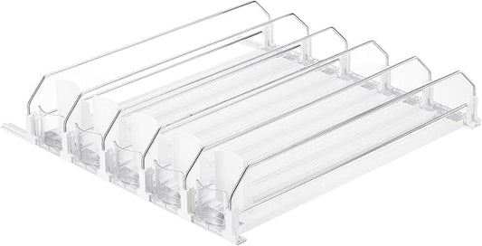 uxcell 5pcs Drink Organizer for Refrigerator, Self-Pushing Soda Can Organizer Width Adjustable Drink Dispenser Beverage Pusher for Fridge Pantry, White