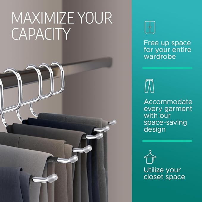 Pants Hangers for Men- 15 Metal Pant Hangers Non Slip Open Ended Trouser Hanger
